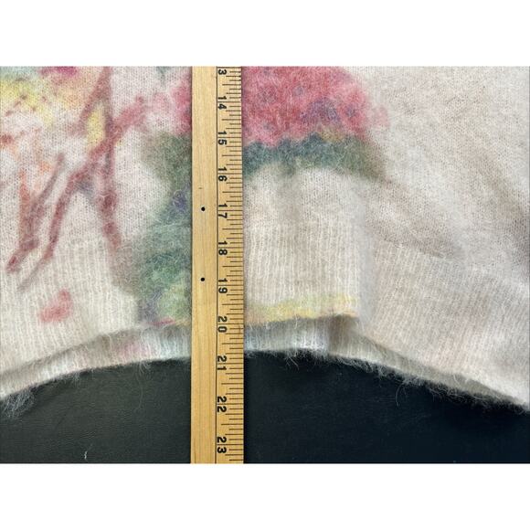 Bartolini Italy Sweater Small Lightweight Pullover Pink Floral Alpaca Mohair - Picture 8 of 8